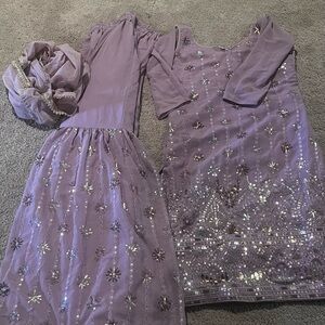 Girls Embellished Lavender Dress gharara Pakistani
